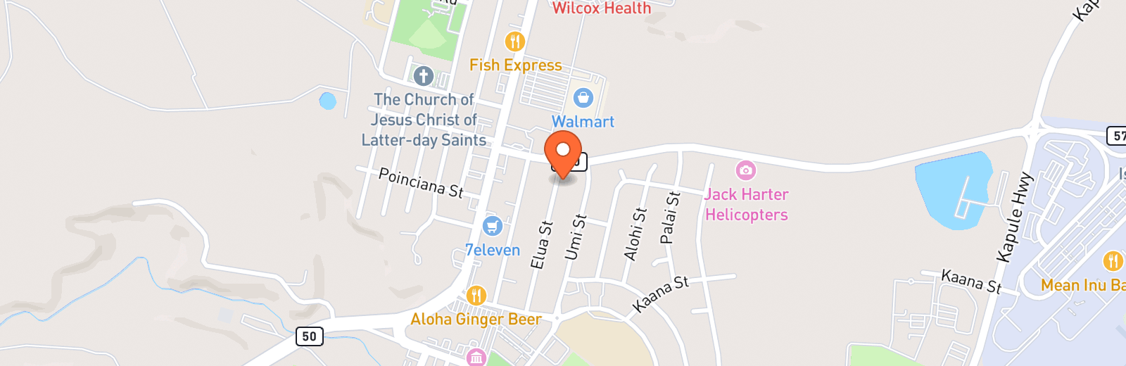 Map showing Primary Care Clinic of Kauai